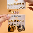 ZOVOLI богемные золотые жемчужные леопардовые бабочки Комплект сережек для женщин жемчужные акриловые висячие серьги 2021 трендовые серьги