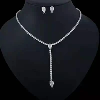 funmode clear cz bridal necklace earring full jewelry set for women wedding party muslim woman set set wholesale fs219