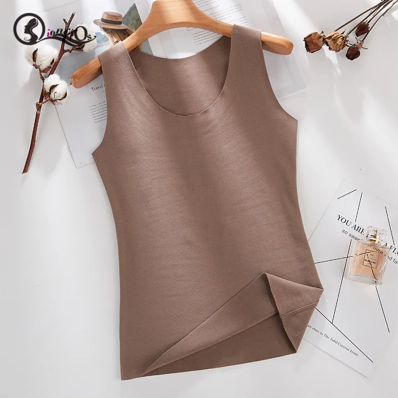 Женские майки нижнее белье бесшовное Осень-зима новое однотонное плотное теплое