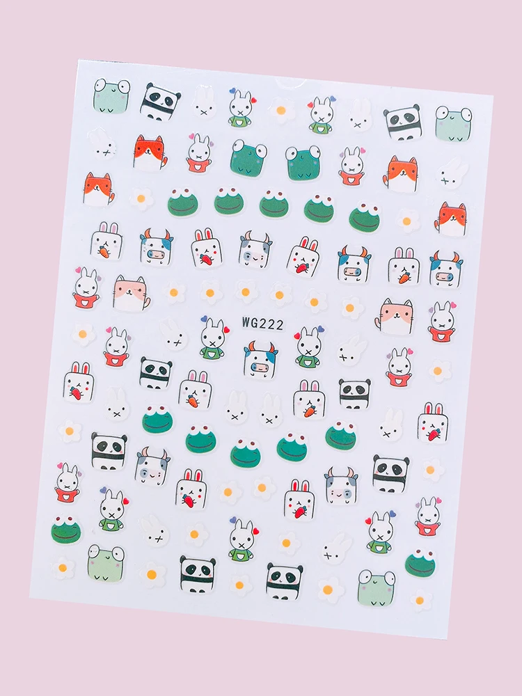 Японские милые наклейки для ногтей Девушка Кролик Лягушка панда - Цена: 