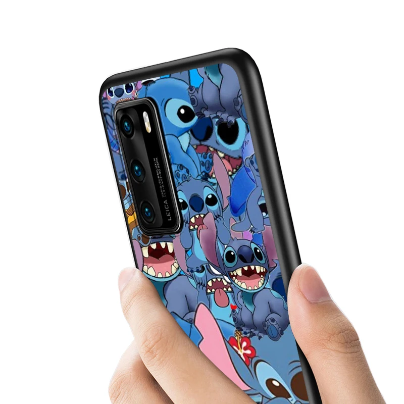 

Disney Stitch Silicone Cover For Huawei P40 P30 P20 Pro P10 P9 P8 Lite RU E Mini Plus 2019 2017 Black Phone Case
