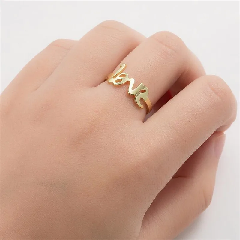 

Stainless Steel Love Ring Simple Opening English Letter Ring Boudoir Men And Women Lovers Bracelet