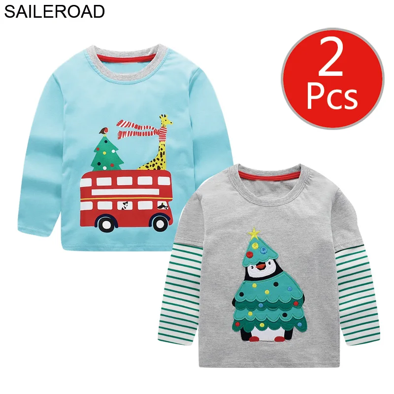 7788 7148 photo SAILEROAD 2 Шт. Динозавр Печати Мальчиков С Длинным Рукавом Мультфильм Детские футболки для Осени Новорожденных Девочек Одежда С Длинным Рукавом - Цвет: 7788 7148 photo
