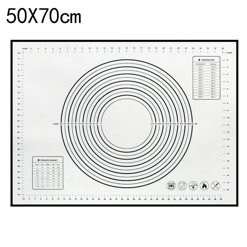 50x70cm black Силиконовый коврик для выпечки 60*40/40*30 см с накипью для раскатки теста, антипригарный держатель для кондитерских изделий, кухонные гаджеты, инструменты для приготовления пищи - Цвет: 50x70cm black