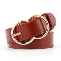 fashion leather belts for women dual circle pin buckle simple casual belts for jeans students strap female waistband wholesale