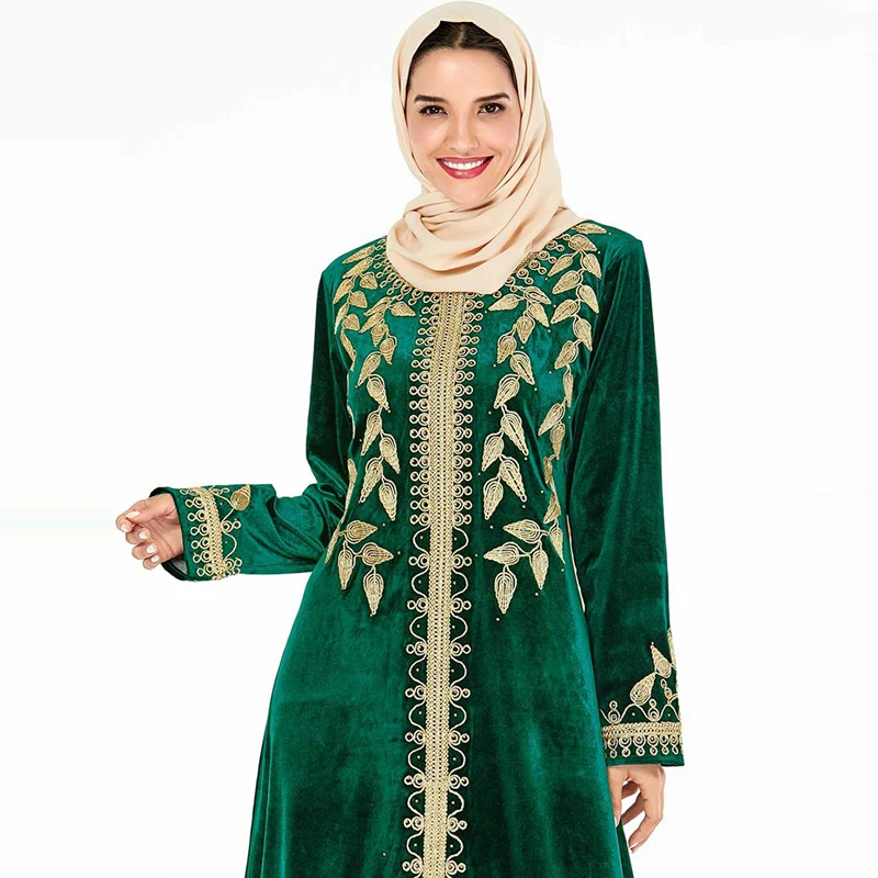 Зимнее бархатное платье abaya Турецкий Арабский мусульманский хиджаб Caftan Дубай Кафтан Марокко одеяние мусульмане Longue Tesettur платья