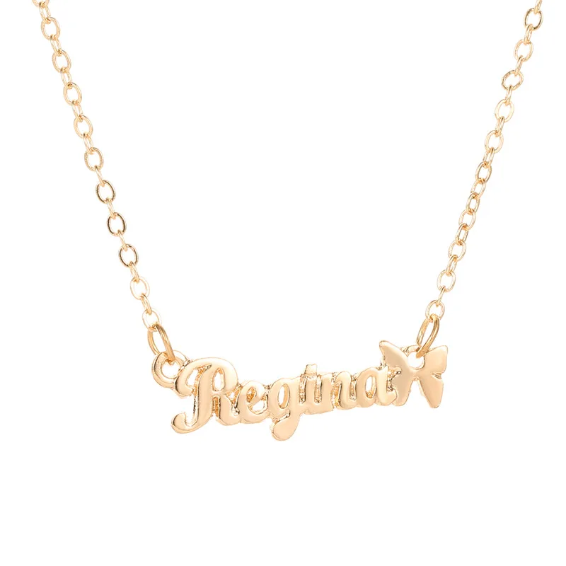 New Trendy Letter Regina Pendant Necklace For Women Gold Metal Long Butterfly Mujer Jewelry Nouveaute 2019 Femme Bijoux | Украшения и