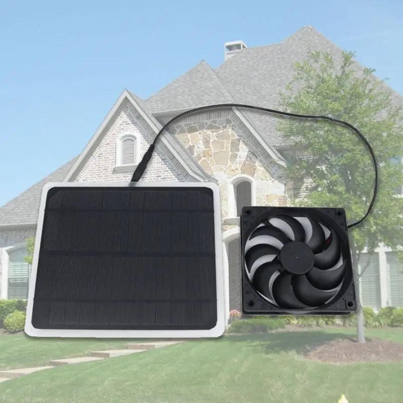 

Portable Solar Powered Fan with Solar Panel Energy Saving Ventilation Cooling Fan for Home Outdoor Camping Household