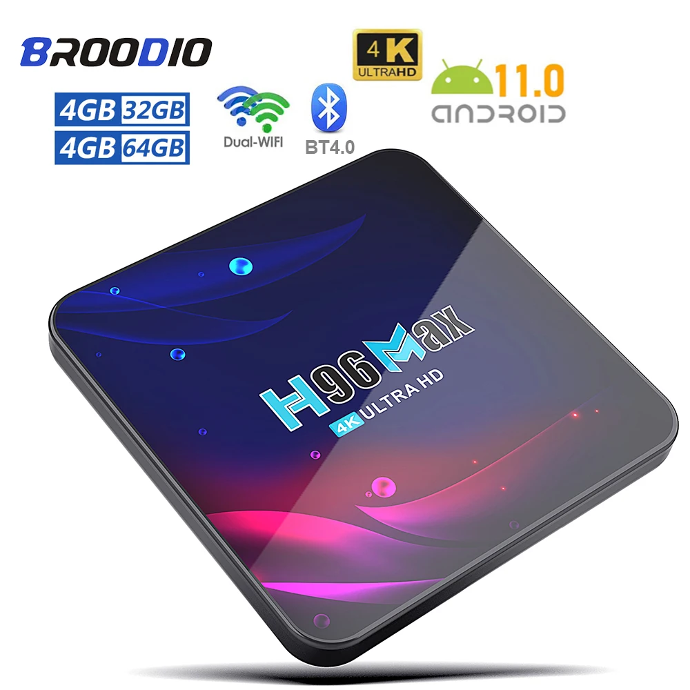 

ТВ-приставка H96 Max на Android, 4 Гб ОЗУ, Bluetooth, 4K, 2,4G, Wi-Fi