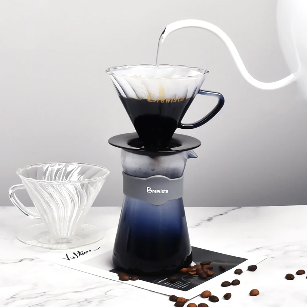 Satin Al Brewista Cezve Isıya Dayanıklı Cam El Yapımı Kahve Paylaşımı Pot V60 Spiral Filtreli Fincan Filtre Kahve Makinesi 1-2 Bardak