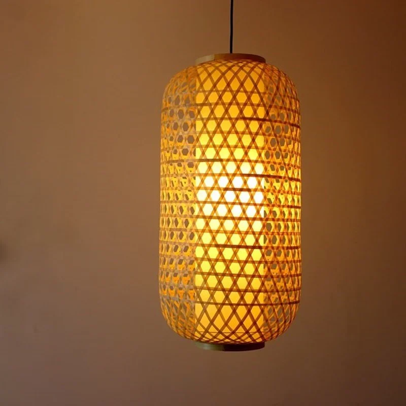 Beste Bamboe Rieten Lantaarn Hanglamp Armatuur Azië Rustieke Japanse Opknoping Lamp Avize Luminaria Indoor Home Eetkamer Restaurant