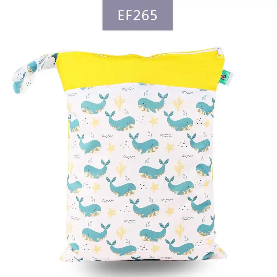 EF265-wet bag Elinfant 1 шт. многоразовая водонепроницаемая сумка для подгузников с модными принтами влажная сухая сумка для подгузников с двойным карманом тканевые сумки с ручками 30*40 см - Цвет: EF265-wet bag