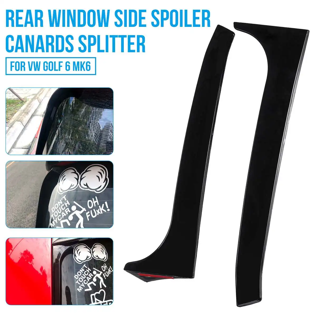 2Pcs Car Rear Window Side Spoiler Wing Canard Canards Splitter For VW Golf 6 MK6 GTI/GTR/GTD 08-13 Front Headlight Eyelid Trims