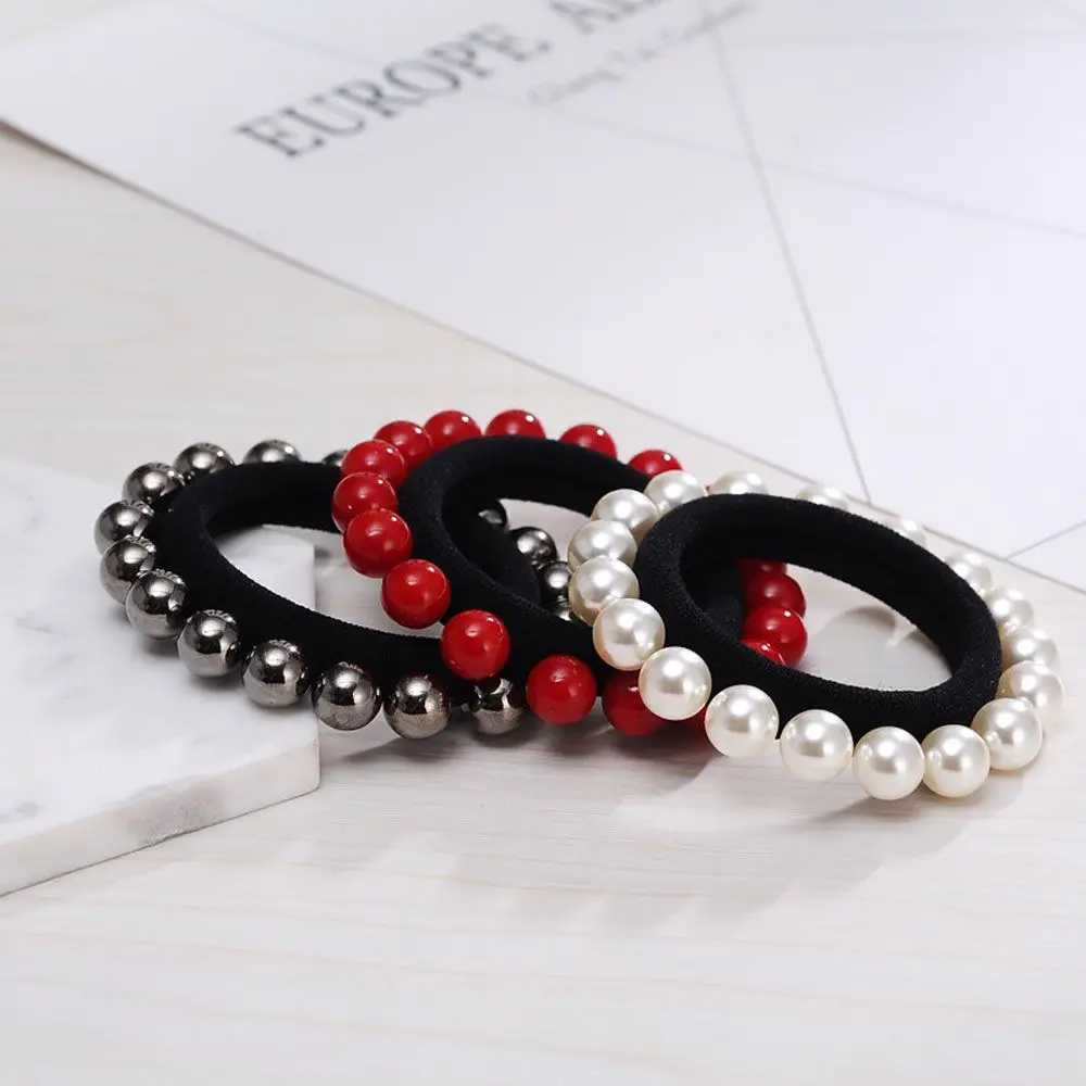 

New Elegant Lady Headband Pearl Ponytail Hair Rope Plastic Elastic Holder