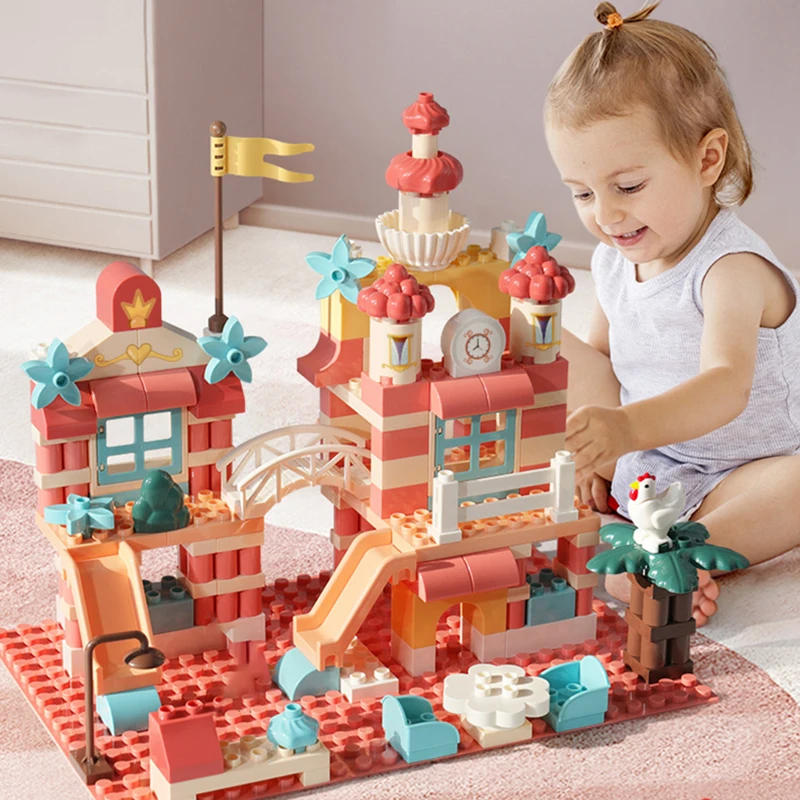 Конструктор «Розовый Замок принцессы» для девочек, забавные цветные детали «сделай сам» для дома, игрушки для детей, креативный подарок