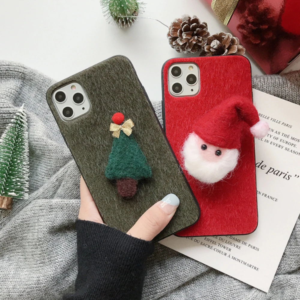 Рождественский фетровый чехол для телефона iPhone 7 8 6 6S Plus 11 12 Mini Pro XS Max XR X SE 2020
