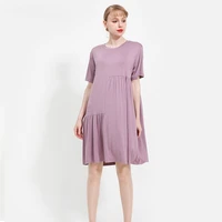2021 new modal short sleeved dress female summer large size loose thin nightdress casual skirt bottoming long skirt