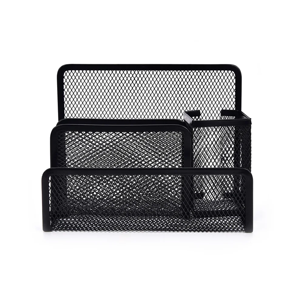 

Multi-functional Pen Holder Stationery File Paper Organiser Storage Collection School Office Supplies Metal Mesh Desk Organizer