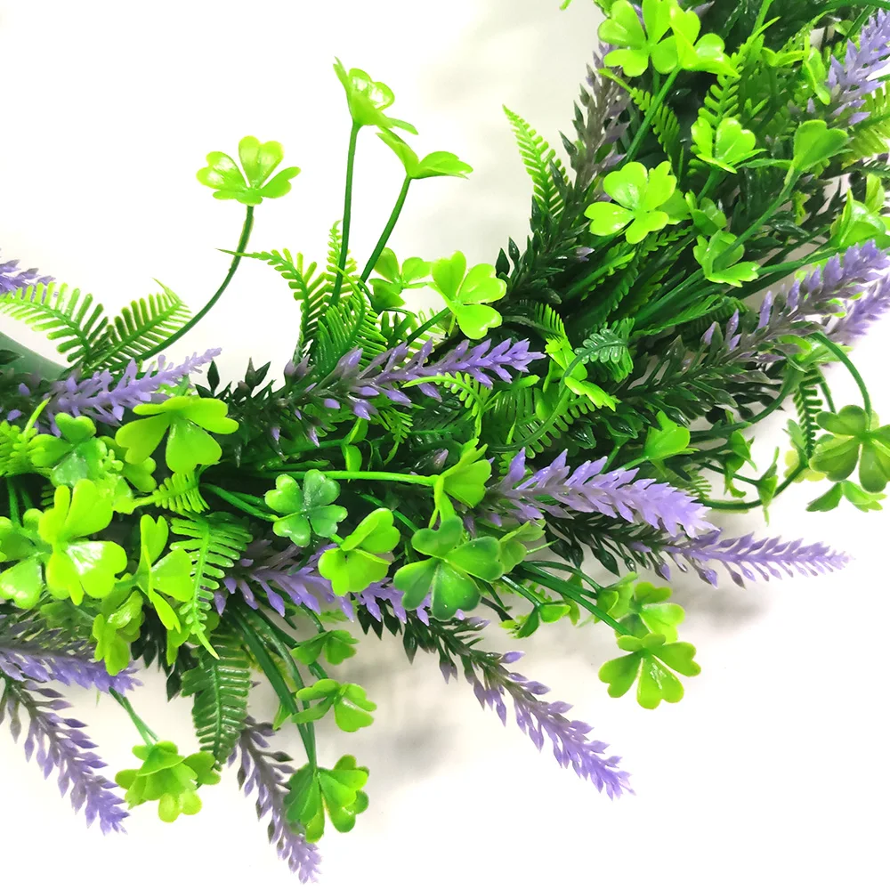

45cm Purple Lavender Wreaths Summer Style Green Grass Wreaths Simulation Garland Door Hanging Accessories Festival Party Dcor