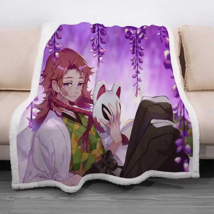 3D Флисовое одеяло с рассекающим аниме рисунком демона полностью печатное