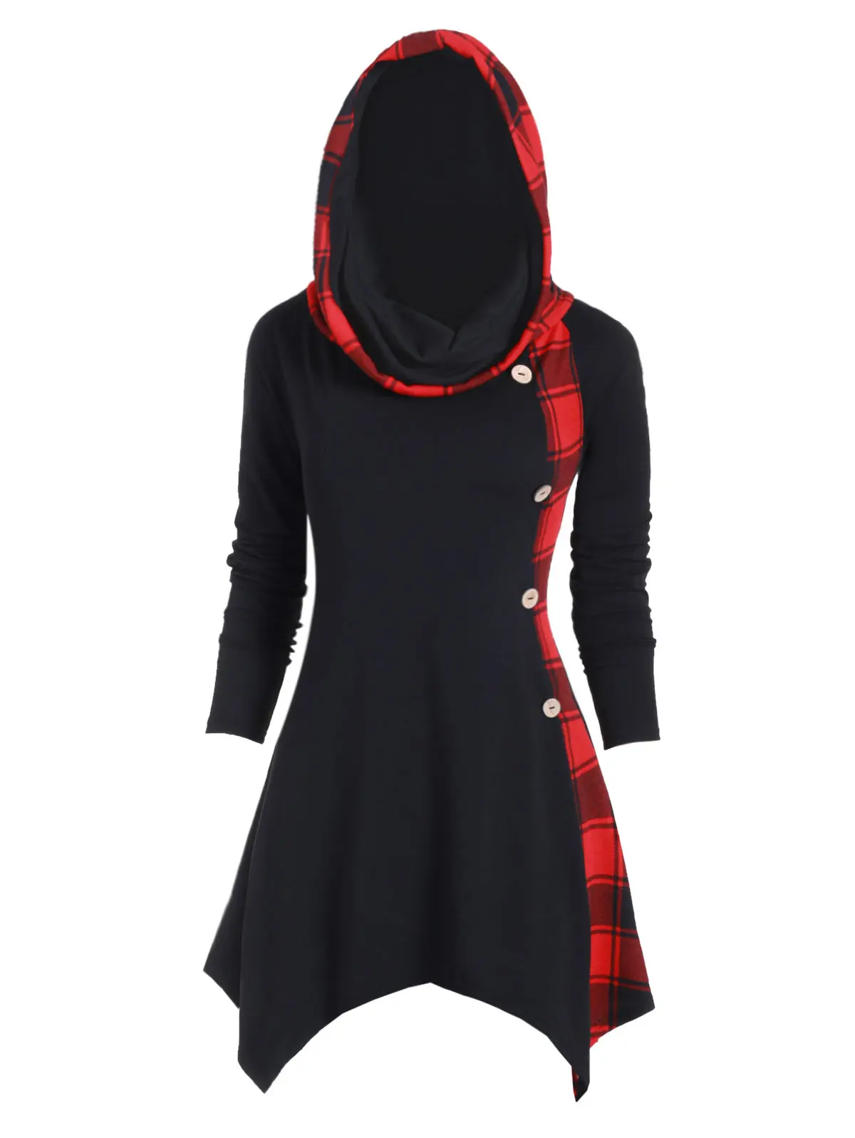 Женская Асимметричная клетчатая туника DRESSFO Повседневная Туника с длинными