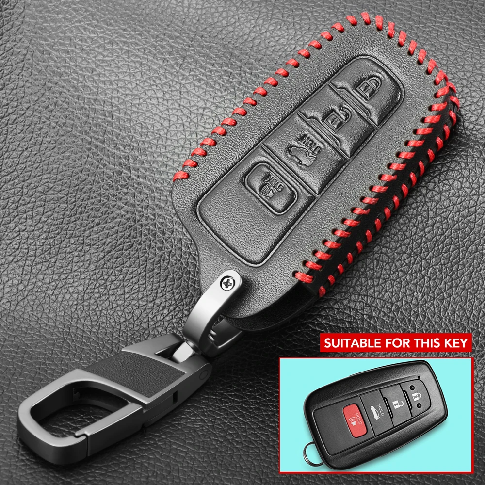 Кожаный чехол для ключей Toyota Camry CHR Corolla RAV4 Avalon Land Cruiser Prado Prius дистанционного