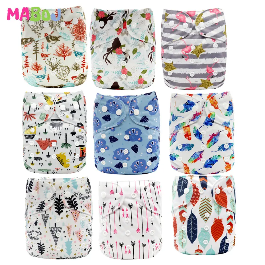 Mabox тканевые Детские Подгузники 9 шт./компл. моющиеся многоразовые подгузники из