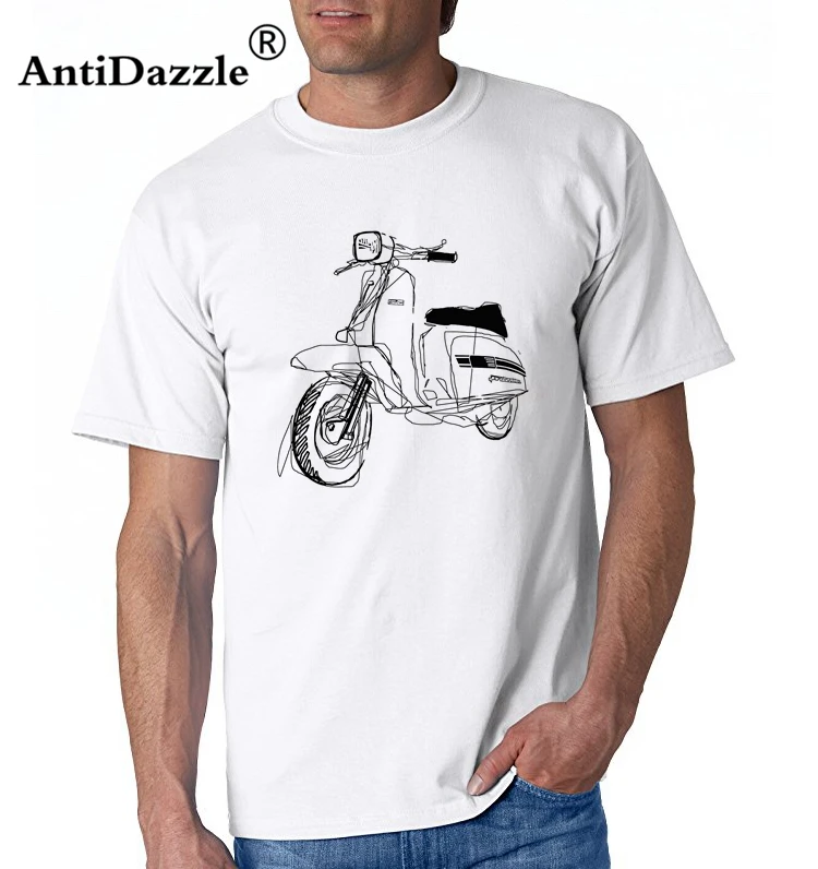 Lambretta Vespa Мужская футболка с принтом &quotмотоцикл&quot Футболка круглым вырезом 100%