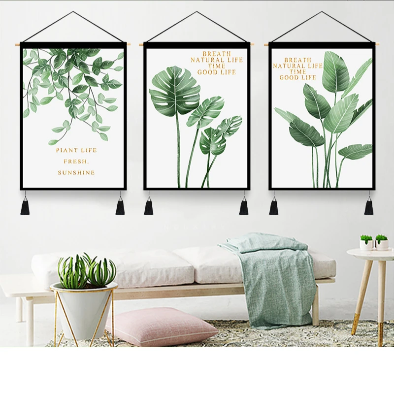 

Room is the head of a bed hangs a picture of a home stay facility meter box tapestry cloth art adornment wood scroll painting