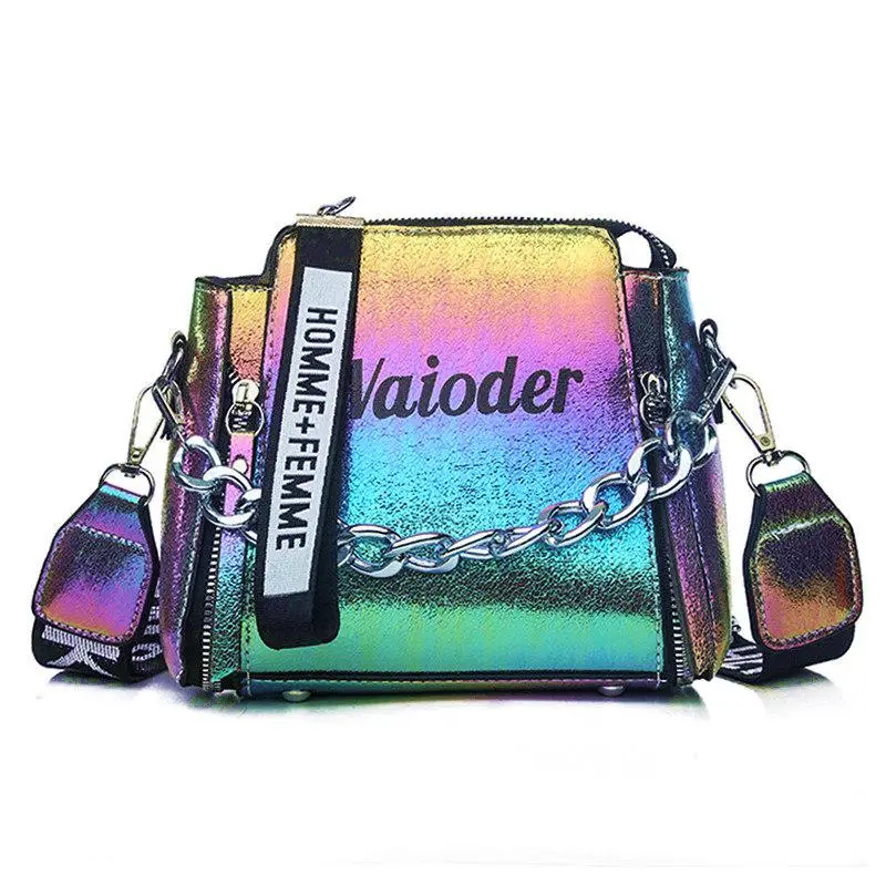 

Laser Women Letter Shoulder Bag INS Popular Female Handbag Holiday PU Messenger Bags For Lady Design Exquisite Crossbody Bucket