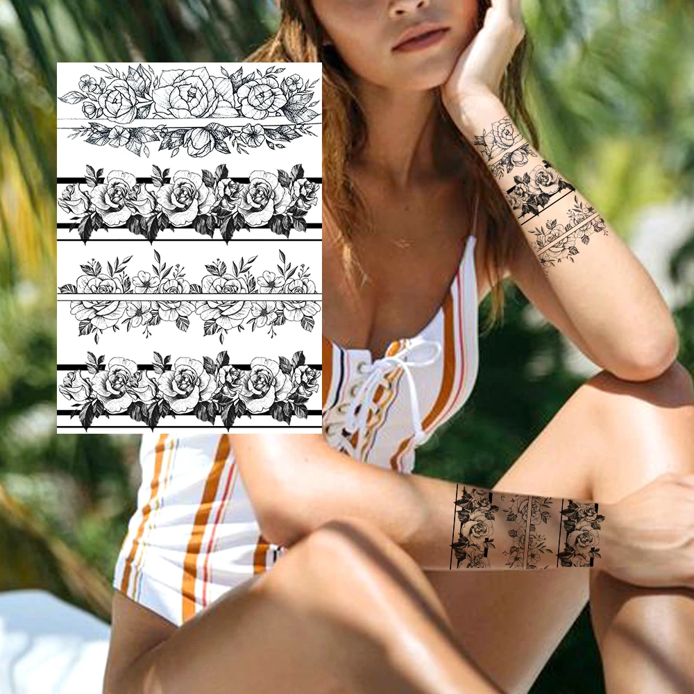 Водостойкие временные татуировки в виде черного льва для мужчин и взрослых 3D