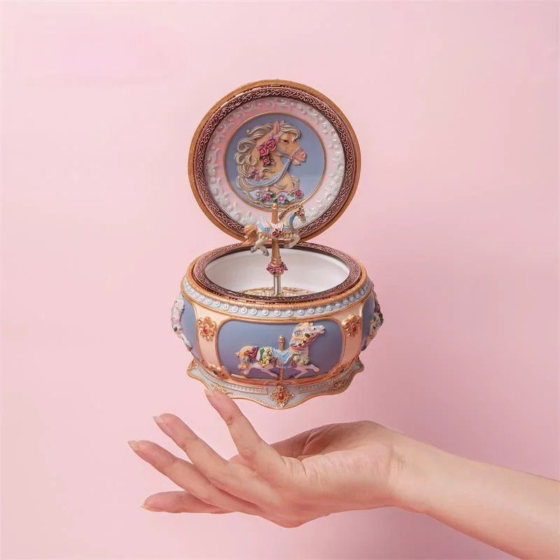 

Rotary Antique Music Box Clockwork Jewellery Creative Vintage Music Box Carousel Christmas Gifts Cadeau Maman Home Decor DK50MB