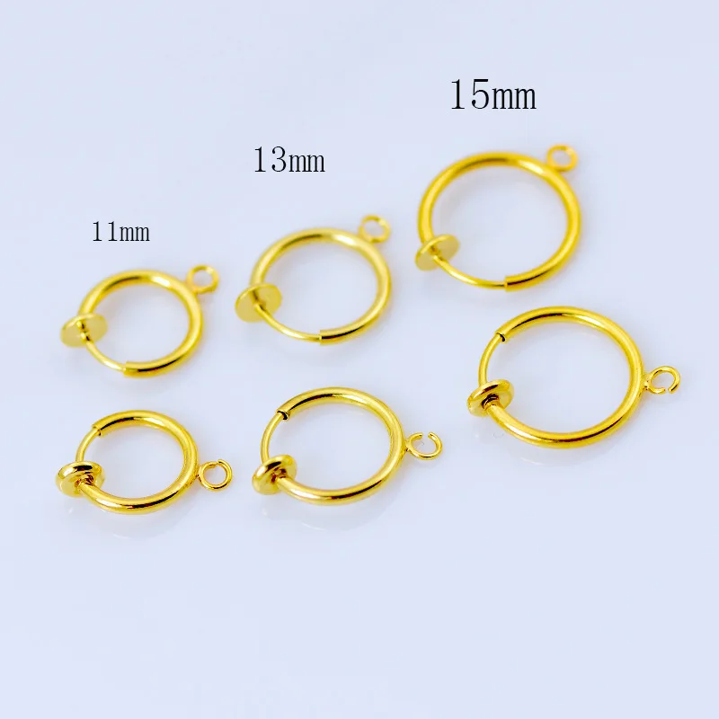 

Hot spring ear clip without pierced earrings 11mm 13mm with dangling false earring accessories Elastic rod ear clip accessories