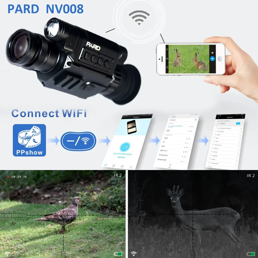 PARD Nv008 Инфракрасный цифровой ночного видения винтовка Оптика прицел прицельная