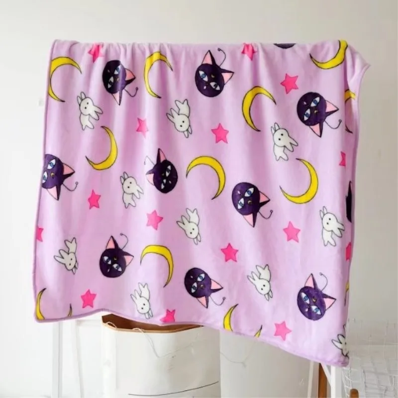 Girls Anime Blanket Pillowcase Purple Fleece Travel Soft Air Conditioning Home Office Throw on Sofa | Дом и сад