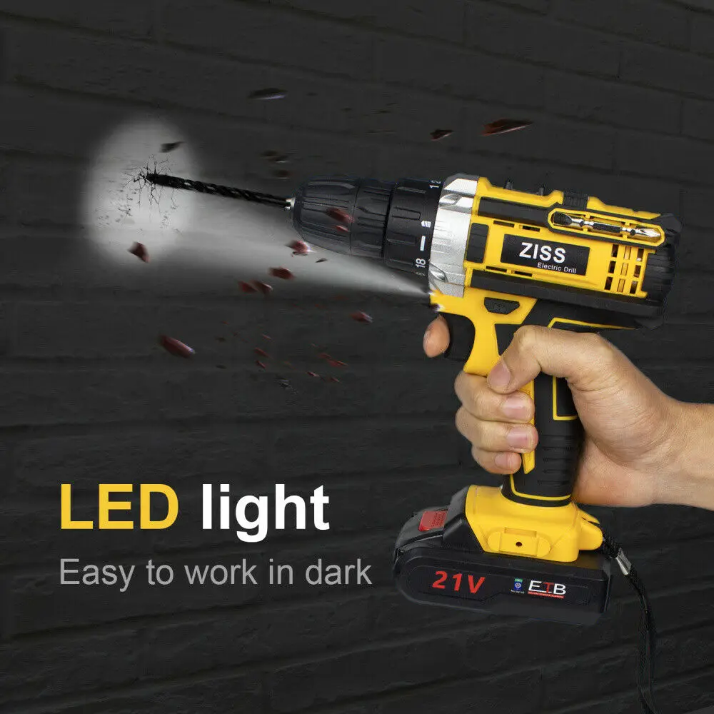 

21-Volt drill 2 Speed Electric Cordless Drill / Driver with Bits Set & Battery