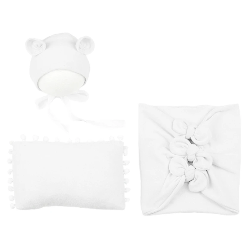 Set de accesorios de fotograf&iacute;a para reci&eacute;n nacidos, Set de 3 unids/set, sombrero, almohada, envoltura para fotos de beb&eacute;s-4