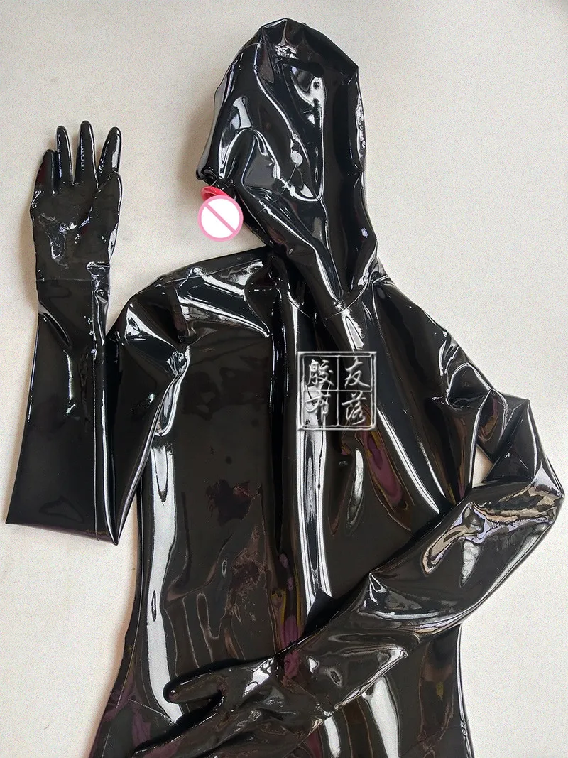 MEN LATEX CATSUIT FULL COVER UNITARD WITH MOUTH CONDOM CUSTOM MADE |