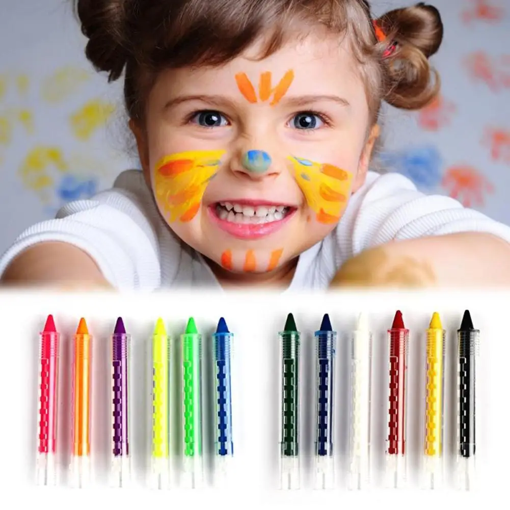 

6 Colors Face Painting Pencils Splicing Structure Face Paint Crayon Christmas Body Painting Pen Stick For Children Party Makeup