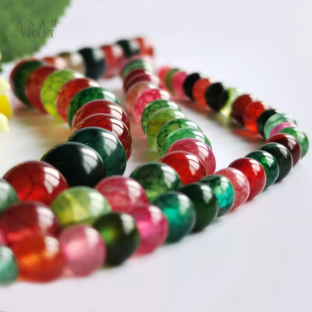 

Natural Stone Fire Dragon Veins Agates Beads Charms Loose Bead Onyx Stones for DIY Making Jewelry Man Women Bracelet