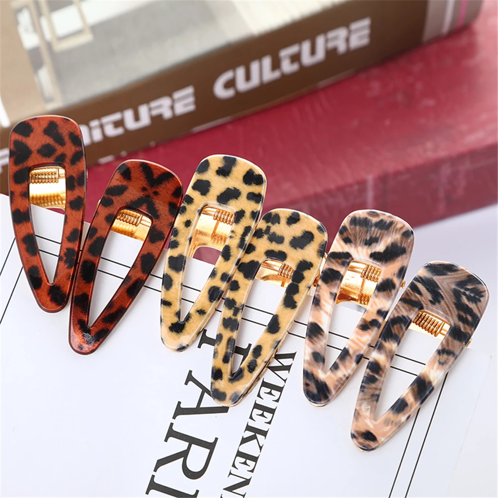 

Fashion Leopard Print Acrylic Hair Clips For Women Barrettes Hairpin Bangs Clip Geometric Headdress Hair