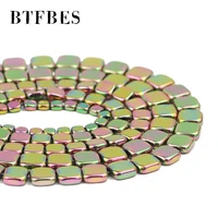 new green flat square shape hematite natural stone 468mm loose beads for trendy jewelry making diy bracelet necklace earrings