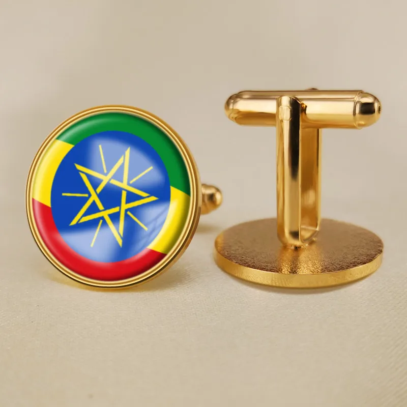 

Coat of Arms of Ethiopia Ethiopians Map Flag National Emblem Cufflinks