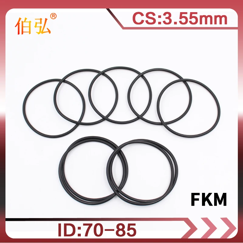 

1PC Fluorine rubber Ring Black FKM O-ring Seal CS3.55mm ID71/73/75/77.5/80/82.5/85mm O Ring Gasket Oil Ring Fuel Sealing Washer