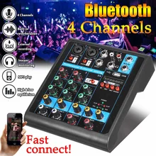 Мини 4 канала аудио микшер USB bluetooth MP3 Live Studio DJ звук микшерный пульт караоке компьютер 48 В фантомное питание для KTV