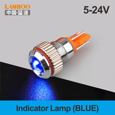 8mm-Blue(5-24V) LANBOO 8 мм IP68 водонепроницаемый точечный светильник красный зеленый желтый Буле 12 В 24 в 110 В 250 В светодиодная металлическая контрольная лампа световой индикатор - Цвет: 8mm-Blue(5-24V)