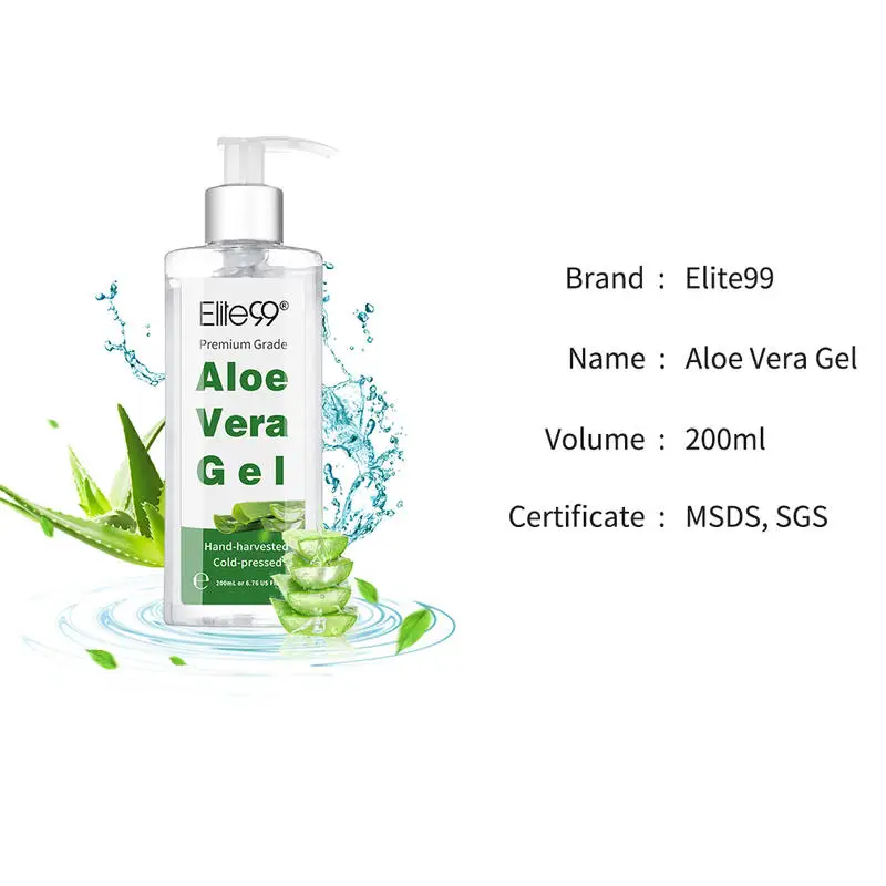 Elite99 чистый и натуральный органический гель алоэ вера успокаивающий увлажняющий