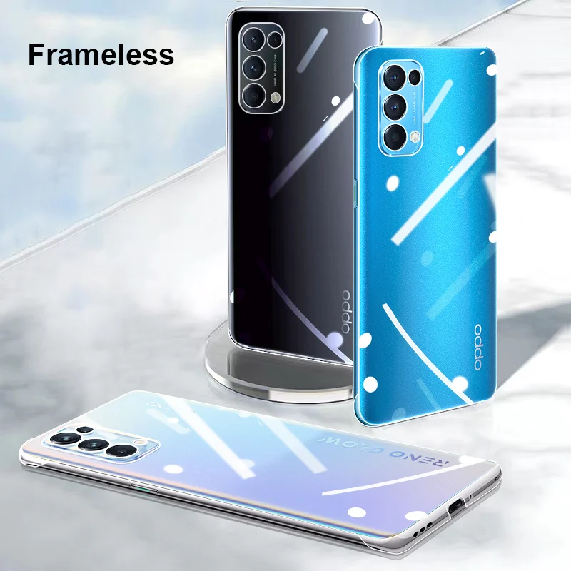 frameless pc hard phone case for oppo reno 3 4 5 6 pro plus find x2 x3 lite neo pro a5 a9 2020 realme gt neo x3 superzoom cover free global shipping