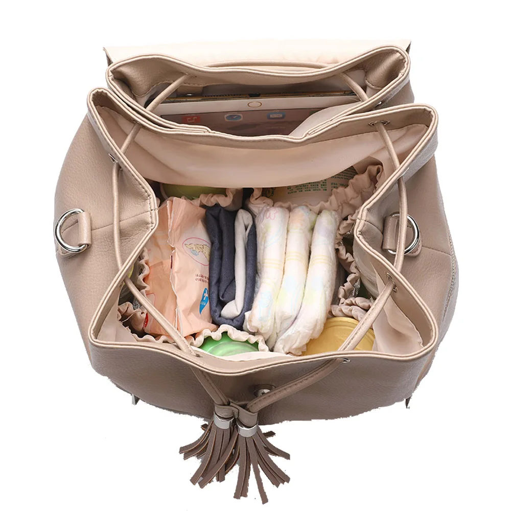Large PU Leather Baby Diaper Bag Backpack +Changing Pad+Stroller Straps | Мать и ребенок