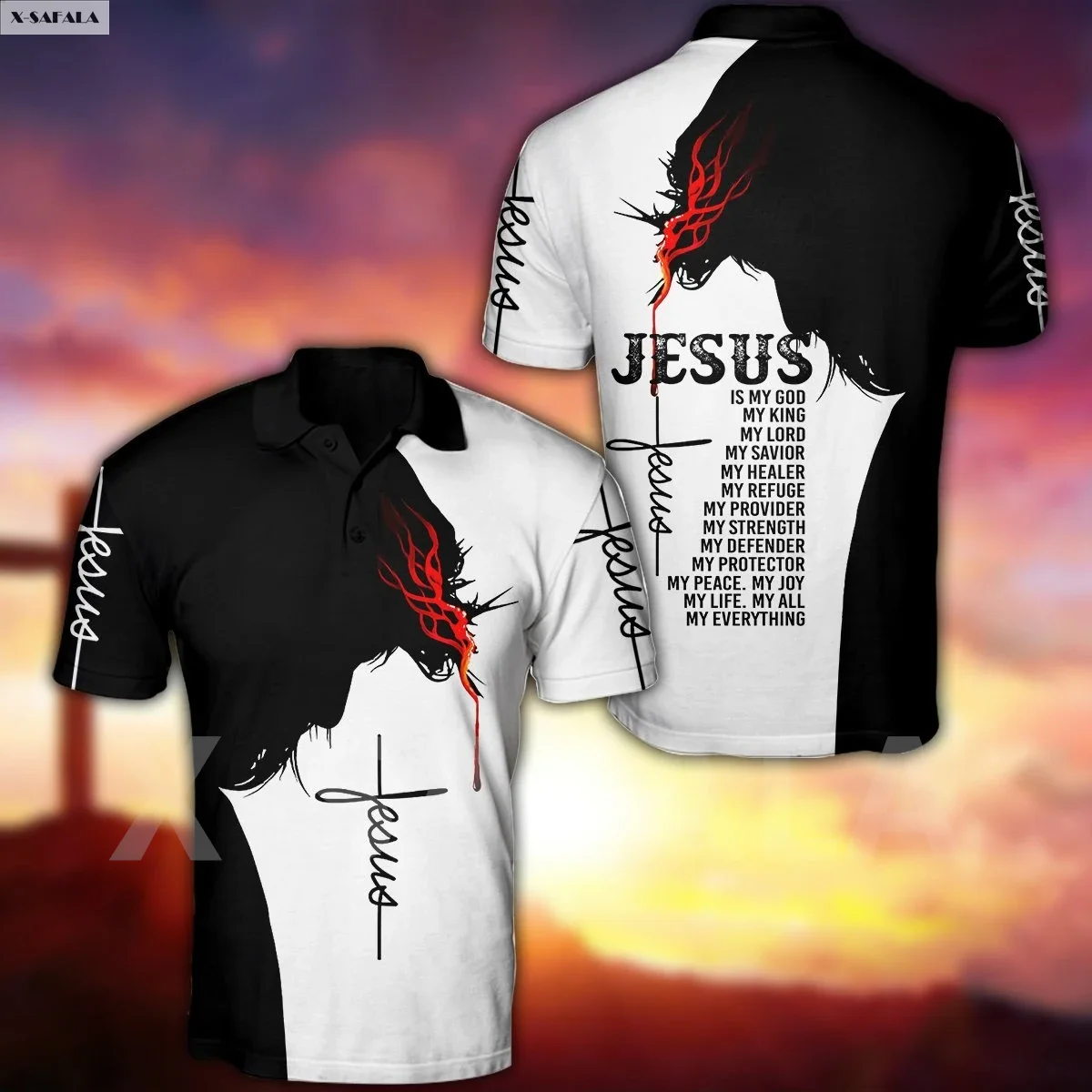 

Jesus God Christian Skull Pattern Tattoo 3D Full Printed Men Women Thin Polo Shirt Collar Short Sleeve Street Wear Casual Tee